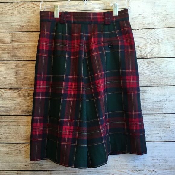 VINTAGE CASUAL CORNER PURE WOOL CULOTTES IN PLAID - Picture 6 of 8